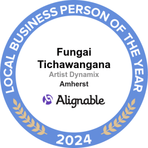 Artist Dynamix founder, Fungai Tichawangana, was named Alignable's 2024 Local Business Person of the Year for Amherst.