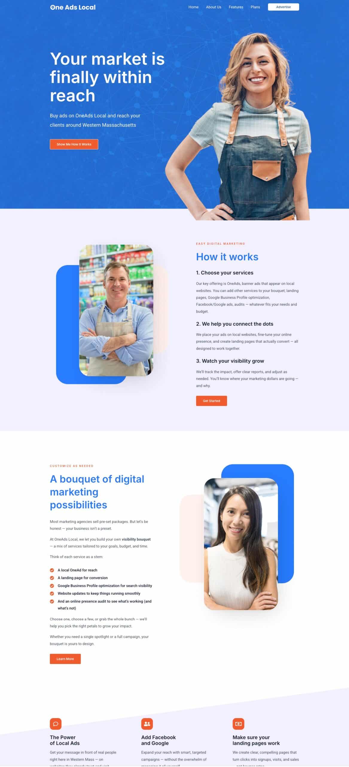 OneAds Local Home Page Screenshot