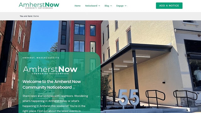 AmherstNow website screenshot